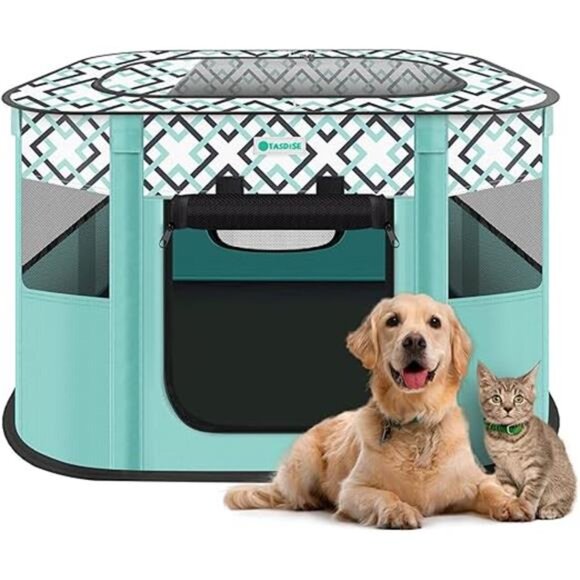 Portable Pet Playpen, Foldable Exercise Play Tent Kennel Crate for Puppy Dog - Picture 7 of 7